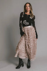 Yani Ruffle Tulle Maxi Skirt in Mauve