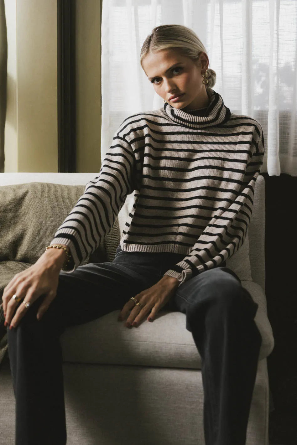 Miya Striped Turtleneck Sweater