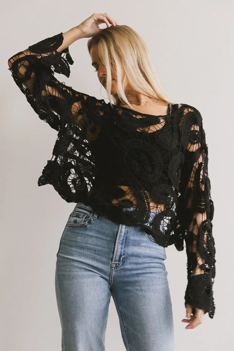 No Worries Crochet Top in Black