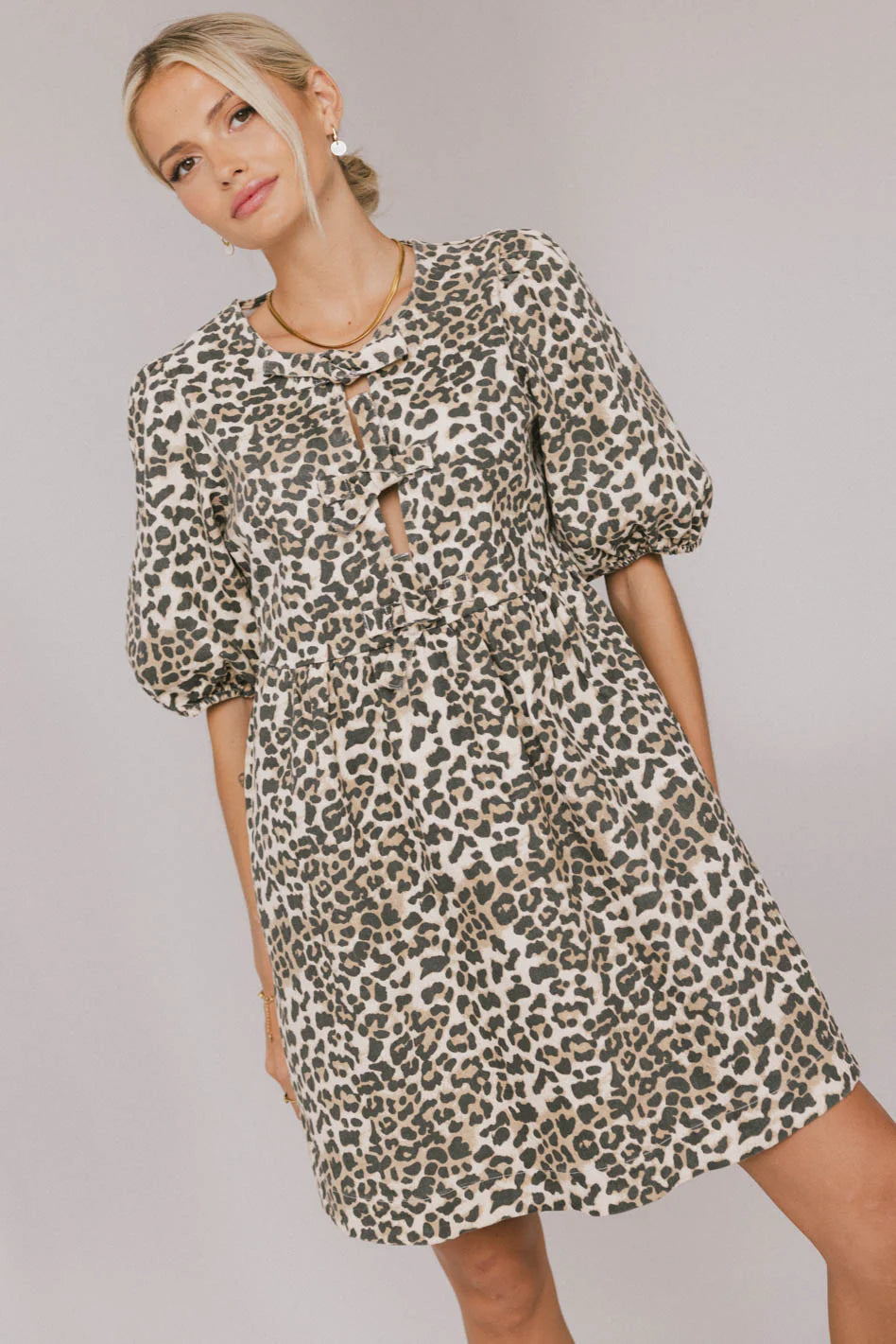 Tori Peplum Mini Dress in Leopard