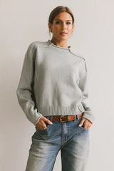 Leander Knit Sweater in Dusty Blue