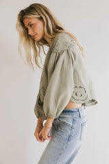 Violet Embroidered Blouse in Sage