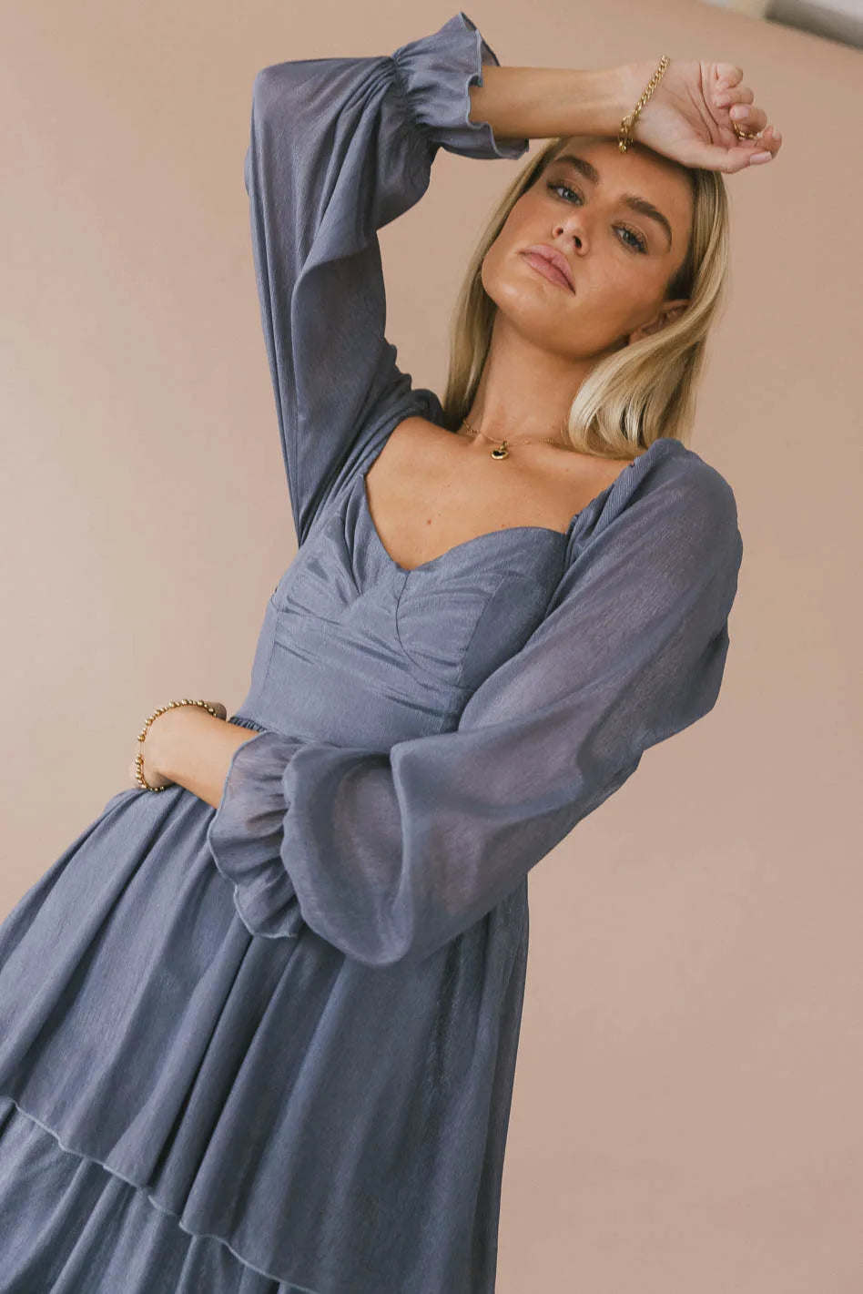 Manning Shimmery Midi Dress in Slate