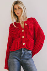 Janelle Knit Cardigan in Red