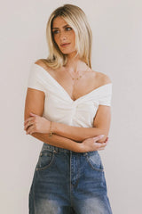 Natalia Ruched Top in White