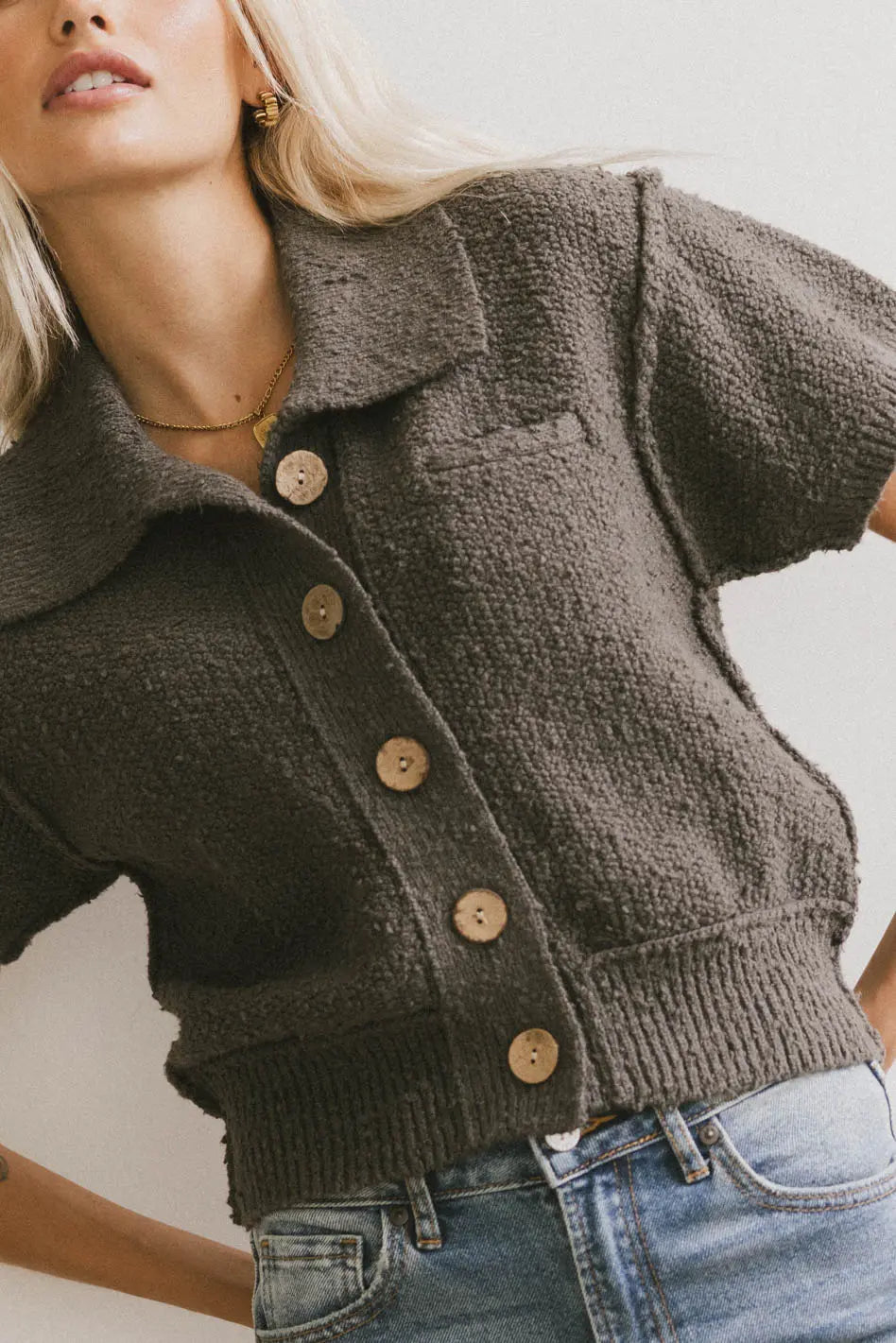 Hayes Knit Cardigan in Charcoal