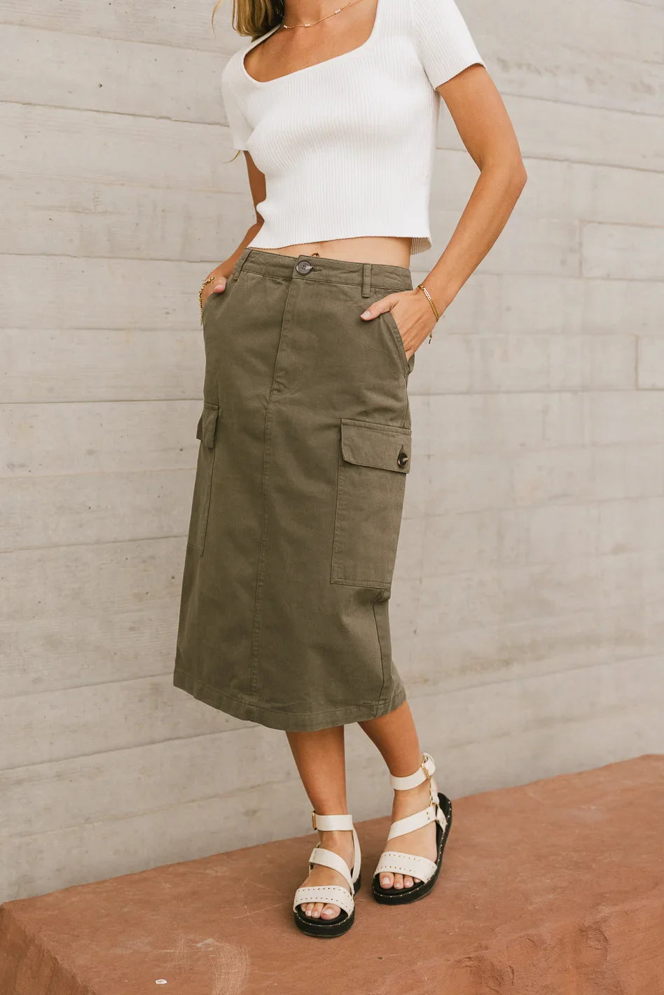 Damon Cargo Skirt in Olive - FINAL SALE