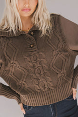 Irene Cable Knit Sweater in Olive