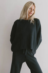 Jesse Waffle Knit Top in Navy - FINAL SALE