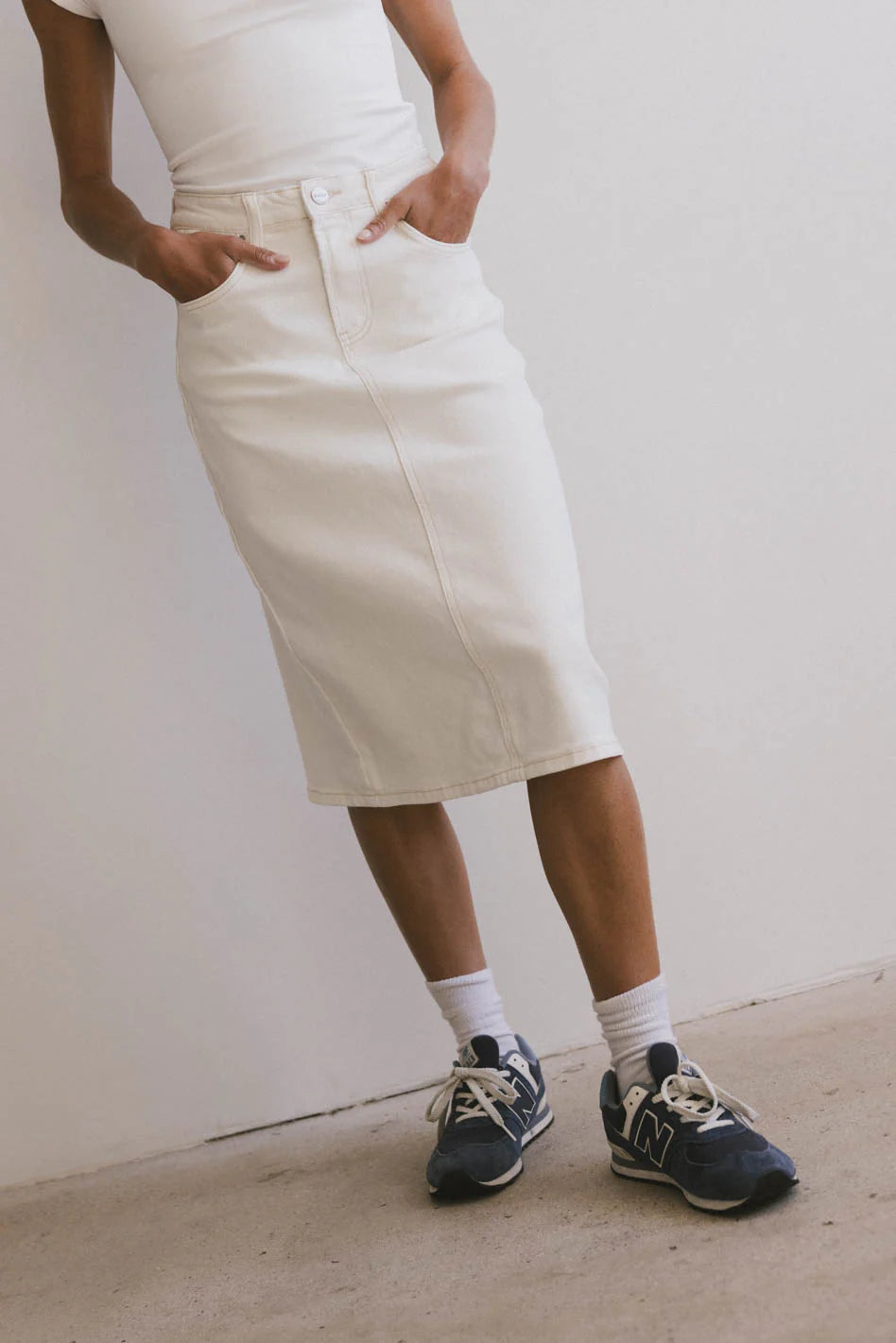 Jordan Denim Skirt in Cream