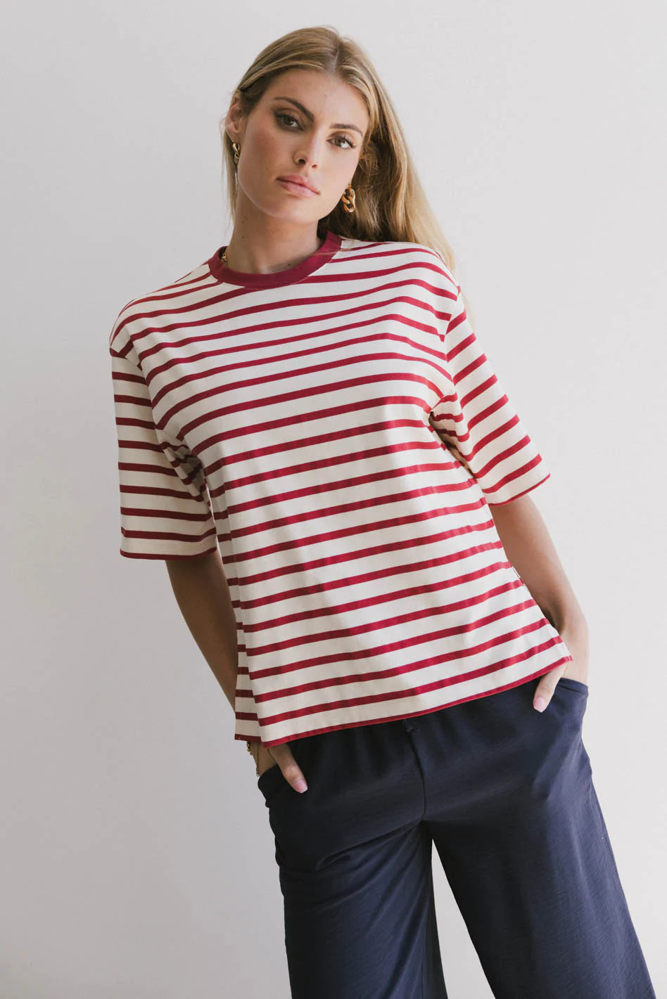 Freddie Striped Tee in Red