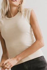 Huxley Cap Sleeve Top in Beige