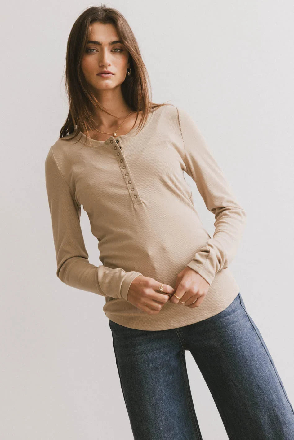 Ivanna Henley Top in Taupe