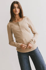 Ivanna Henley Top in Taupe