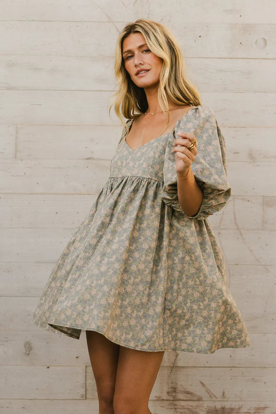 Salem Floral Mini Dress in Olive