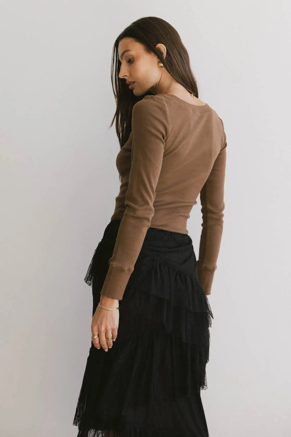 Tylar Scoop Neck Top in Brown