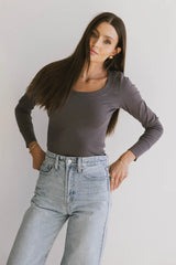 Tylar Scoop Neck Top in Charcoal - FINAL SALE