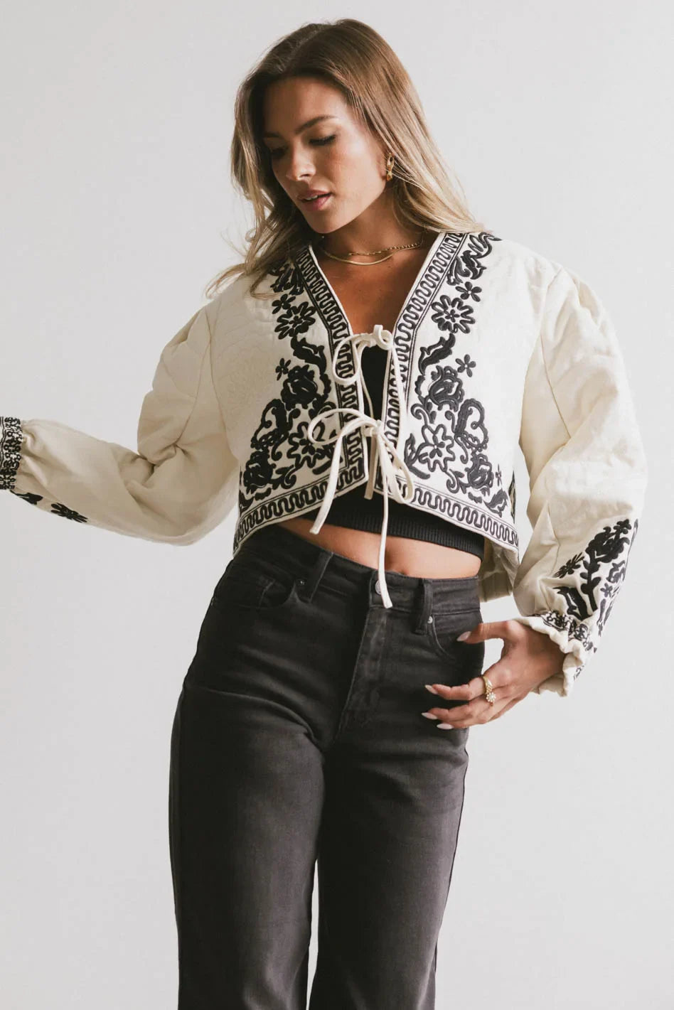 Benja Embroidered Jacket in Ivory