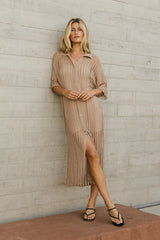 Venetia Sheer Midi Dress in Nude - FINAL SALE