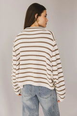 Harper Striped Cardigan in Olive