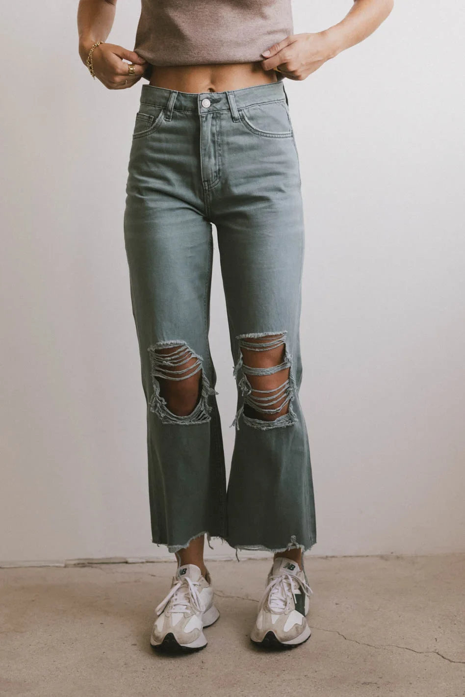 Charlie Distressed Jeans in Teal - FINAL SALE