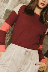 Sarai Ribbed Top in Burgundy