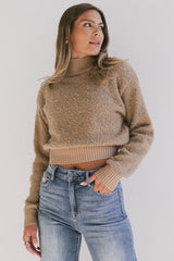 Eloise Mock Neck Sweater in Taupe