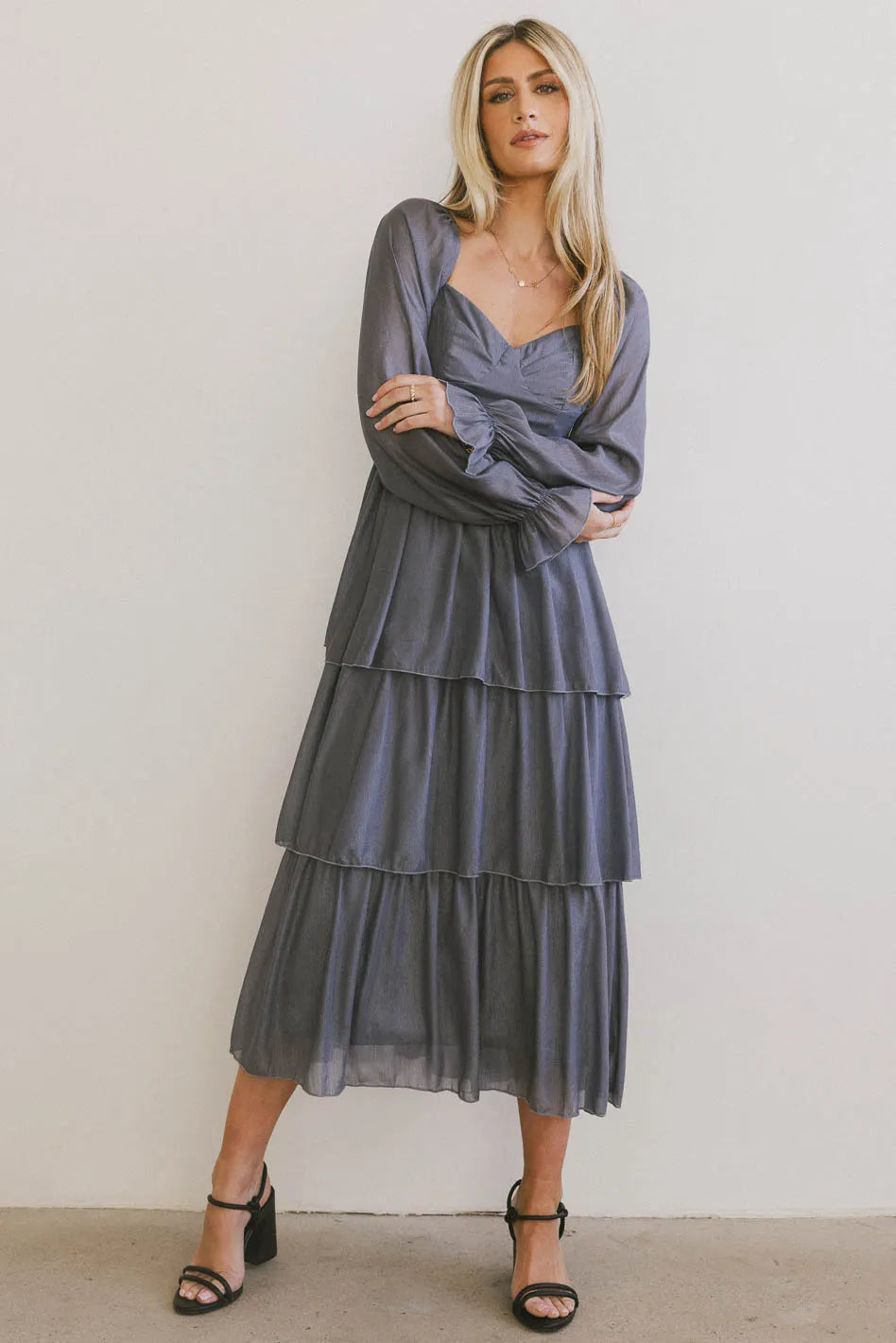 Manning Shimmery Midi Dress in Slate