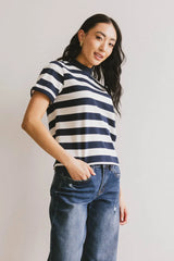 Grenna Striped Top in Navy