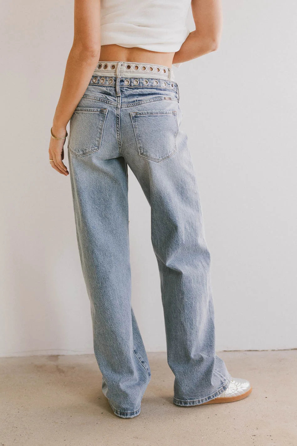 Cierra Double Waisted Wide Leg Jeans