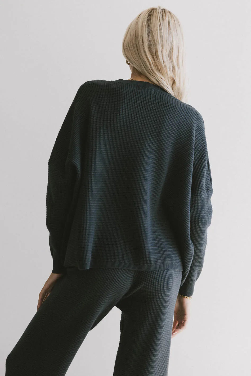 Jesse Waffle Knit Top in Navy - FINAL SALE