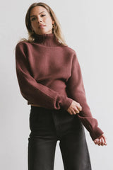 Gracelyn Turtleneck Sweater in Redbrown