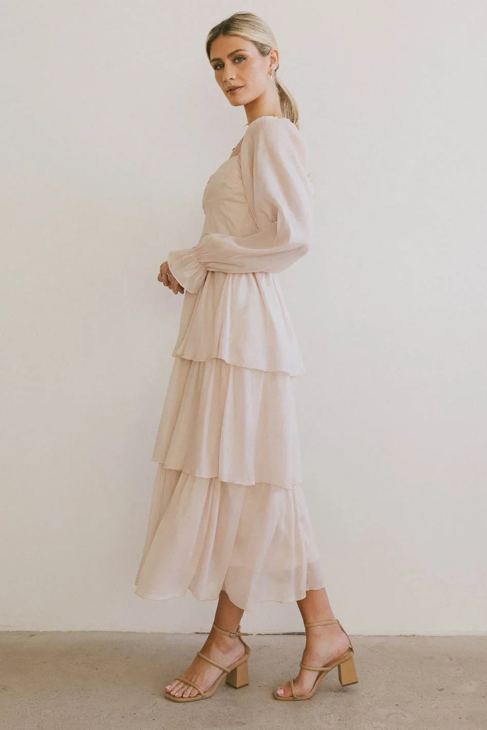 Manning Shimmery Midi Dress in Champagne