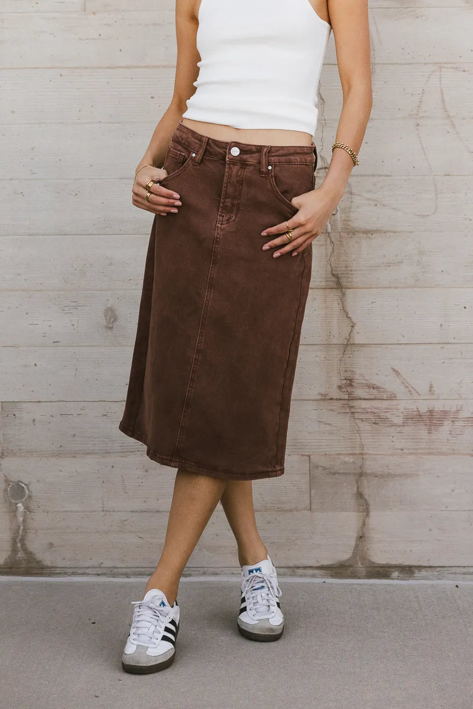 Jordan Denim Skirt in Brown - FINAL SALE