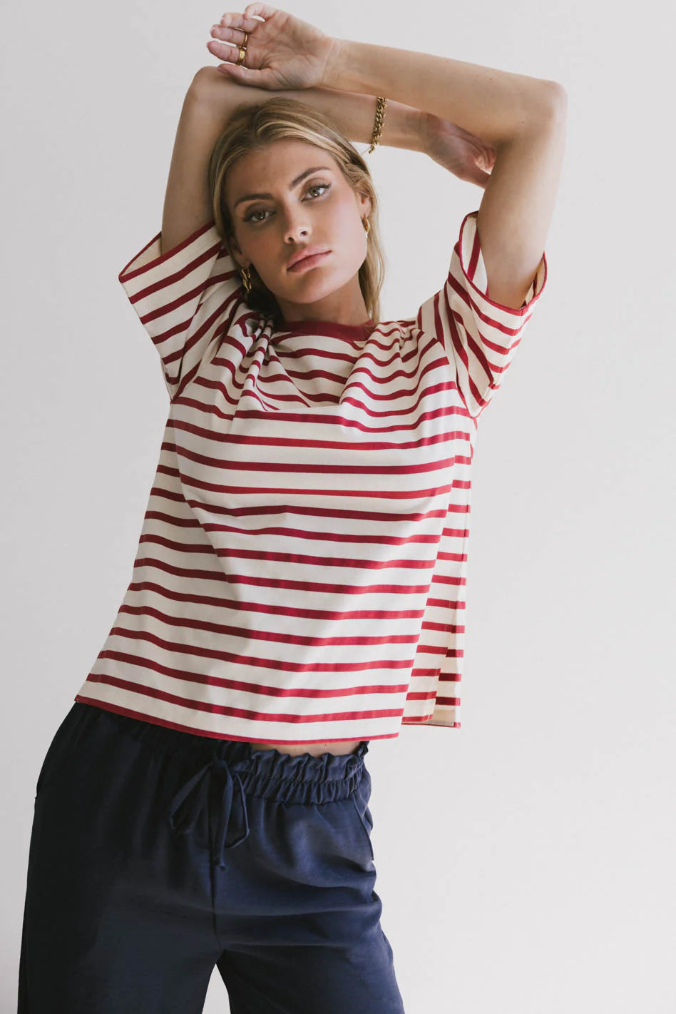 Freddie Striped Tee in Red