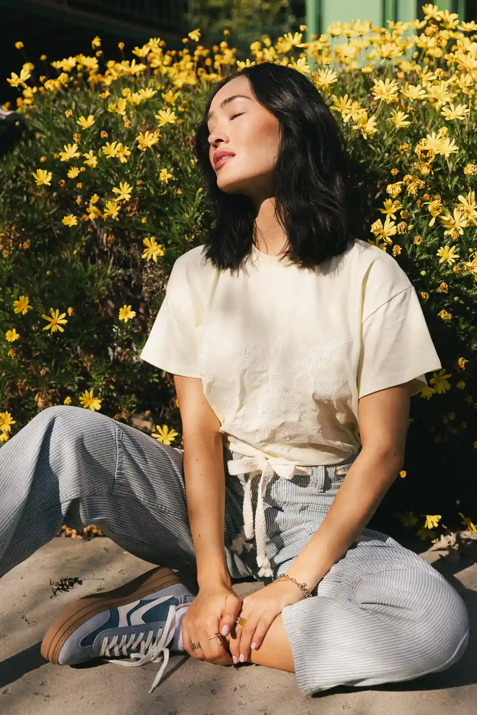 Citrus Embroidered Tee in Yellow