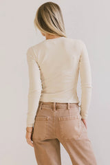 Lexie Ribbed Top in Beige