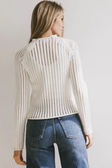 Ruby Striped Sheer Sweater in White