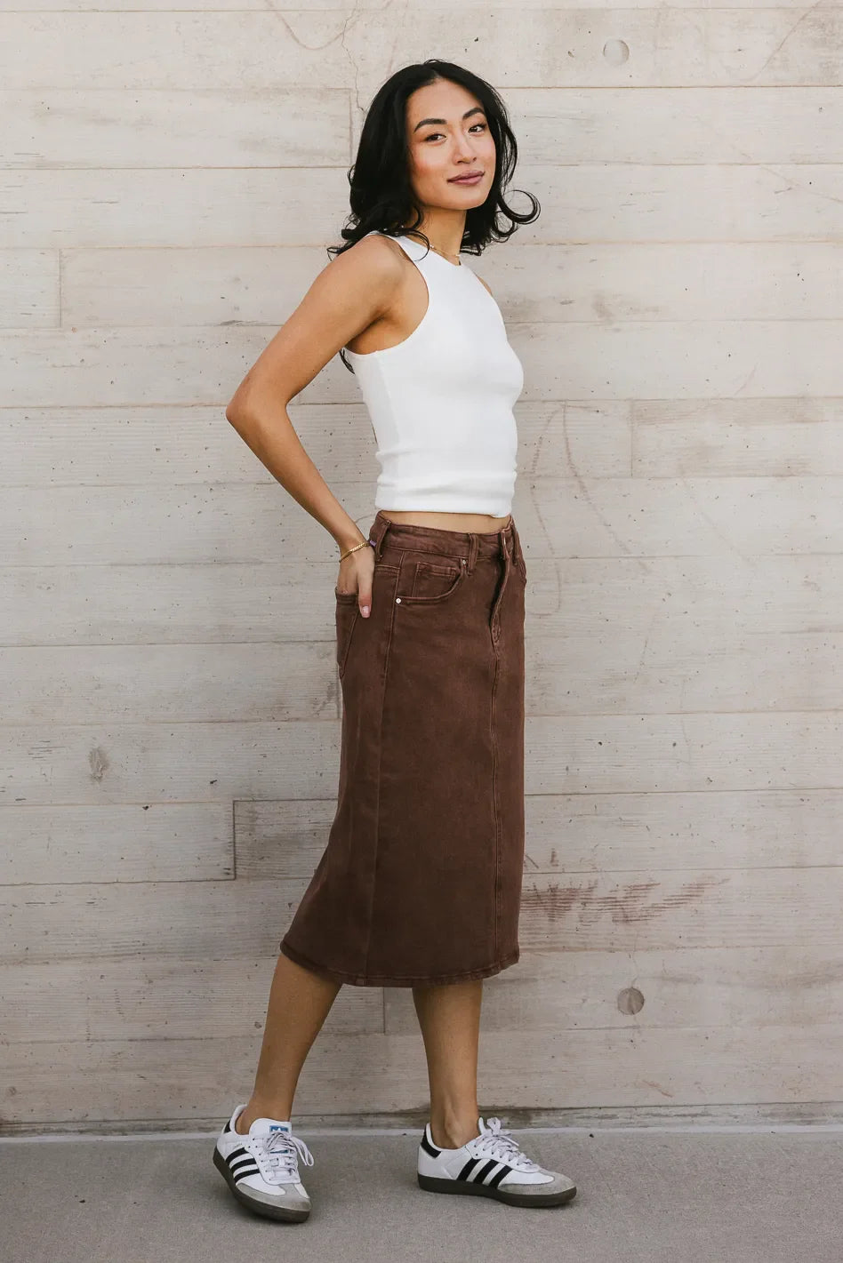 Jordan Denim Skirt in Brown - FINAL SALE