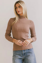 Winnie Ribbed Top in Brown