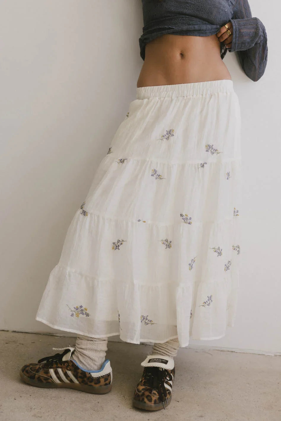 Bluebell Embroidered Midi Skirt - FINAL SALE