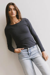 Kendra Basic Top in Charcoal