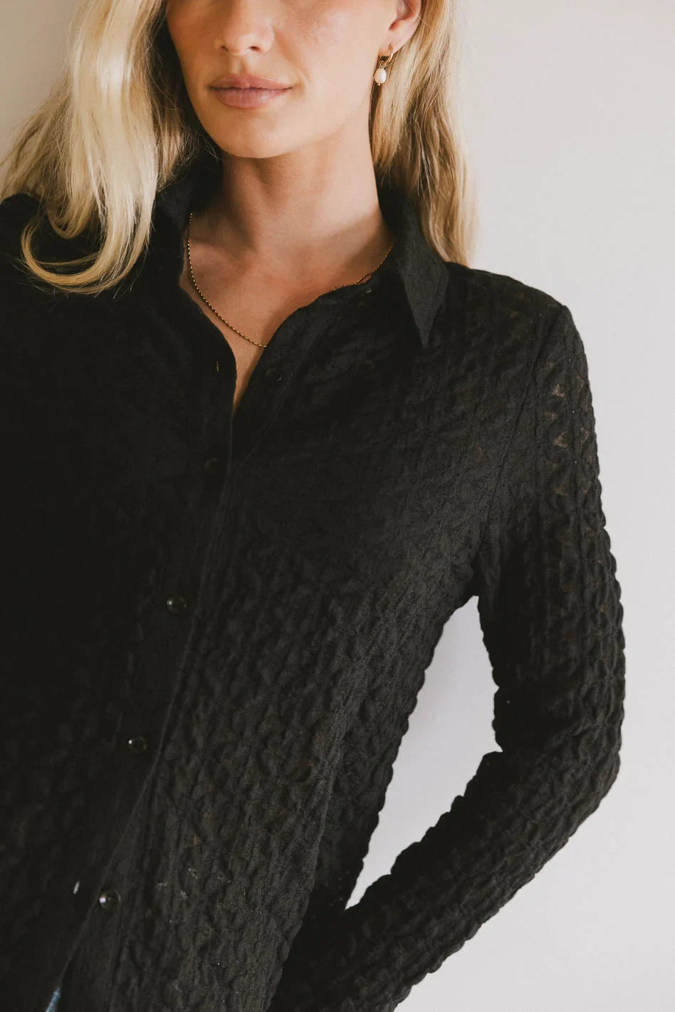 Lockie Lace Button Up in Black