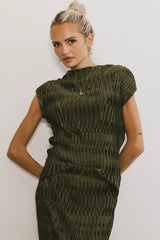 Dream Textured Top in Dark Moss