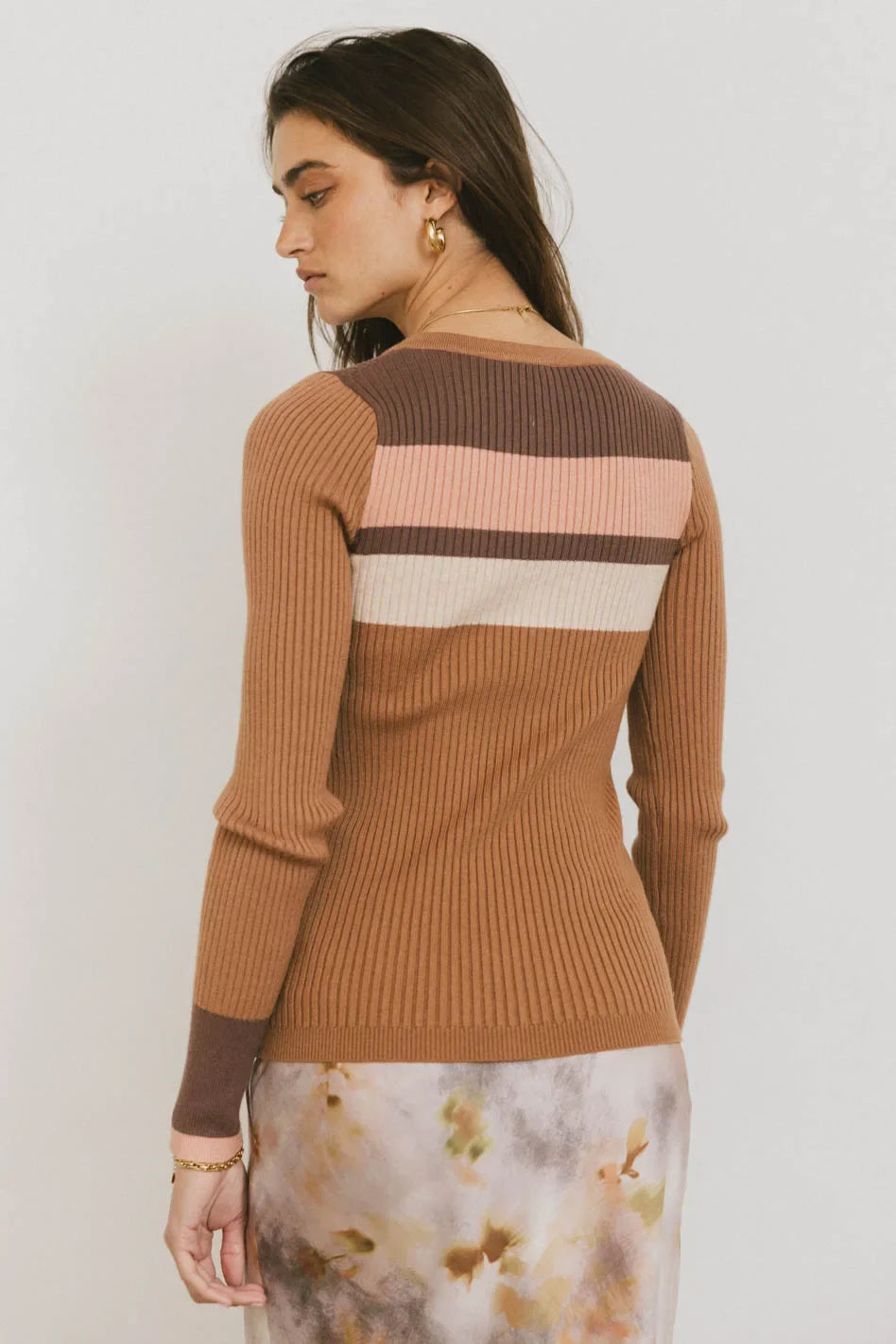 Grethena Ribbed Top in Camel