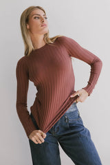 Lonnie Button Sleeve Sweater in Brown - FINAL SALE