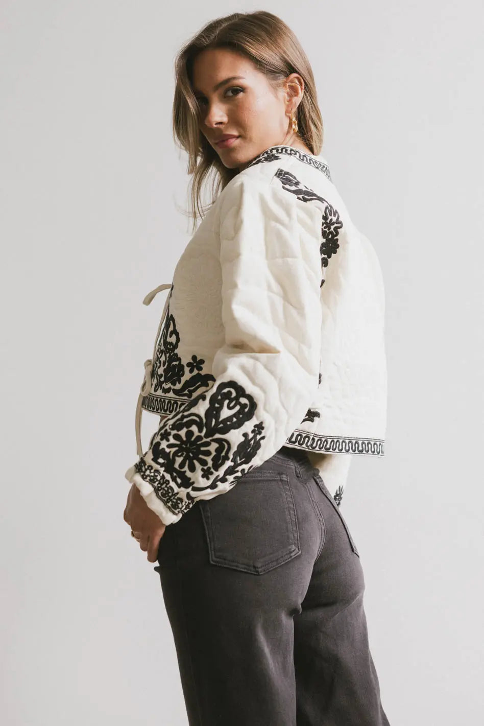 Benja Embroidered Jacket in Ivory