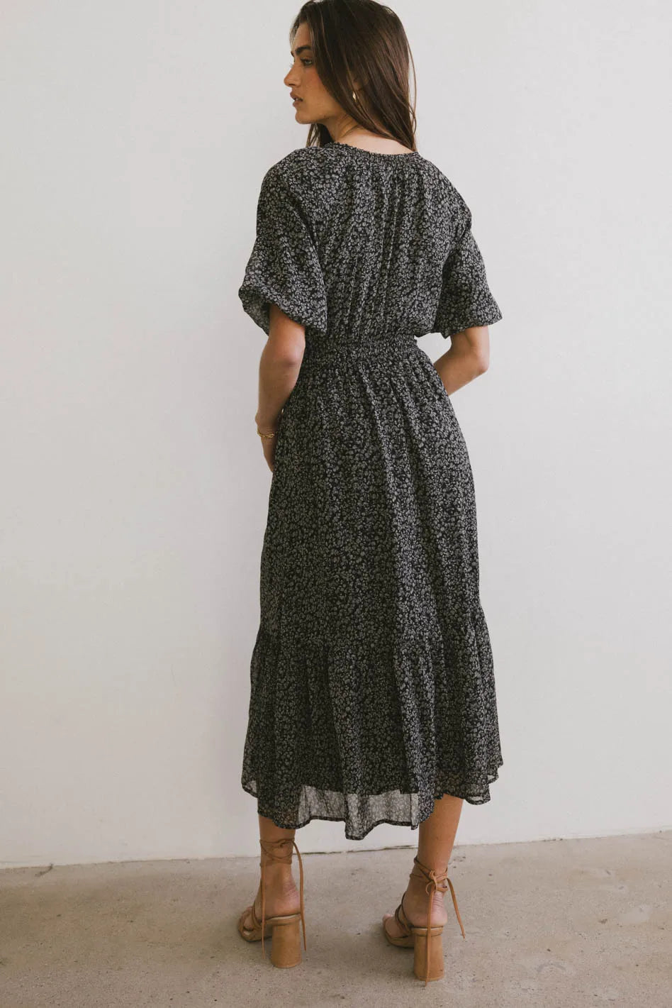 Allorah Ditsy Floral Midi Dress