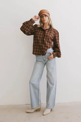 Rue Plaid Button Up in Brown - FINAL SALE