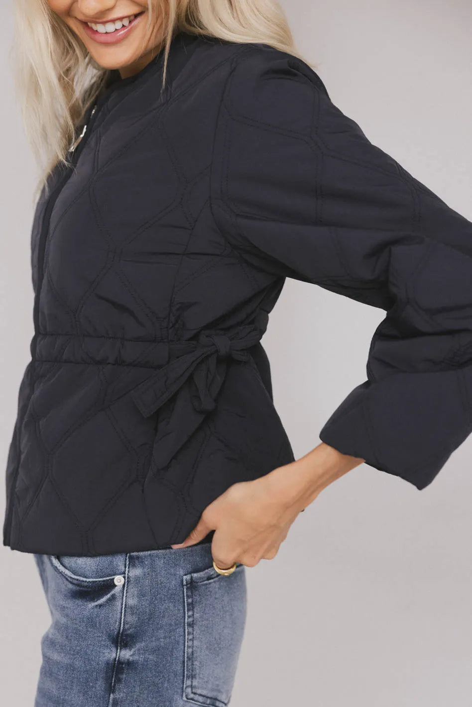 Zola Quilted Jacket in Navy